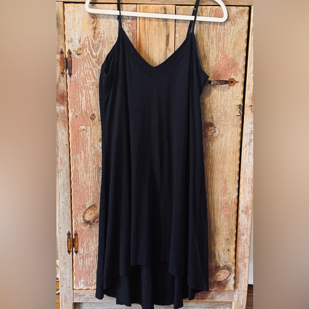 Express Black Spaghetti Asymmetrical Strap Slip Dress size large